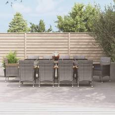 Abendessen Lounge-Sets vidaXL 11-tlg Garten-Essgruppe mit Kissen Grau Lounge-Set