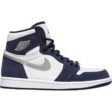 Men - Performance Fabric Sneakers NIKE Air Jordan 1 Retro High CO.JP M - White/Midnight Navy/Metallic Silver