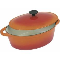 Plaque de cuisson en fonte Autres Casseroles à Sauce Crealys Grand Chef Cocotte Ovale En Fonte D'acier Émaillée L 37 cm 9 L Orange 24 cm