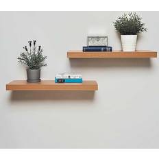Greenhurst Floating Light Oak Wall Shelf 40cm 2pcs