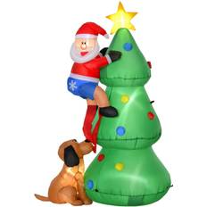 Groen Decoraties Homcom Opblaasbare Kerstboom Kerstman Hond 180 cm LED