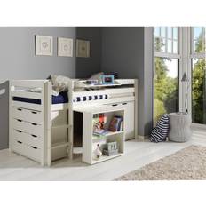 Lits Vipack Chambre Enfant 5 Pièces 2 Commodes + étagère Blanc Pino 90 x 200 cm