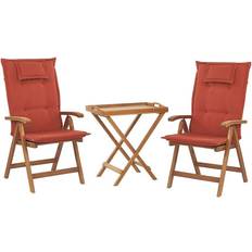 Rosso Set da Bistrot Di Tavolino E Sedie Con Cuscino Legno Rosso Scuro Java Set da Bistrot