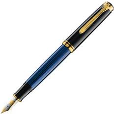 Guld Fyldepenne Pelikan M800 Sort Blå Guld Italic Spids