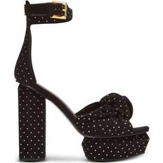 Heeled Sandals Balmain Ava embellished suede platform sandals black