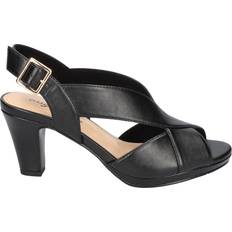 Faux Leather Heeled Sandals Easy Street Christy - Black