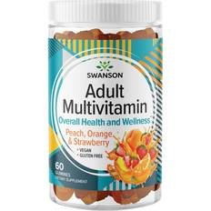 Peach Vitamins & Minerals Swanson Adult Multivitamin Gummies Orange Strawberry 60 Gummies