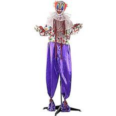 Red Accessories Haunted Hill Farm in. Scary Talking Clown Prop Halloween Decoration with Flashing Red Eyes, Battery Operated