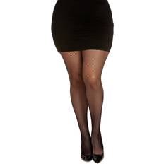Women's Plus Black Fishnet Pantyhose with Back Seam PL