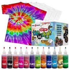 Textile Paint Tie dye kit tie dye kits for kids includes 4 white t-shirt 12 large col