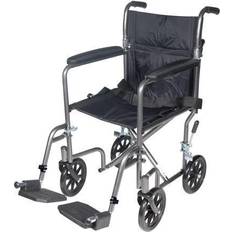 Drive Medical Lightweight Steel Transport Wheelchair with Fixed Full Arms Model tr37e-sv