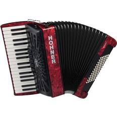 Accordions Hohner Bravo III 72 Accordion With Black Bellows Red