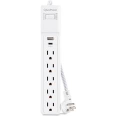 Usb c surge protector CyberPower 5-Outlet, 1 USB-A, 1 USB-C Surge Protector with 4 ft. cord, White