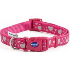 Pets Ancol Fashion Adjustable Nylon Collar Pink Reflective Hearts 30-50cm