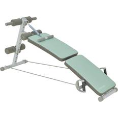Sit Up Bank Klappbarer Bauchtrainer, 5-Fach Verstellbare Trainingsbank, Rückentrainer mit Beinfixierung und Widerstandsbänder, Grün