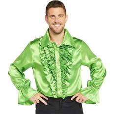 Disco maskerad Maskerad Amscan Men's Satin Disco Shirt Lime Green