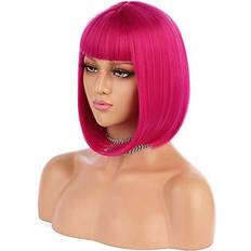 Rosa Parykker eNilecor Short Bob Hair Wig 12 in Straight with Flat Bangs