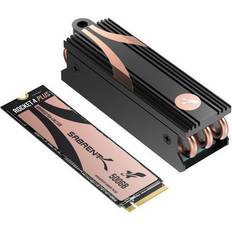 Sabrent Hårddisk Sabrent M.2 NVMe SSD 500 GB gen 4 x 4 med kylfläns, Solid State-enhet 7 000 MB/s läsning, PCIe 4,0 m2 hårddisk för spelare, kompatibel med PlayStation 5, PC, NUCs bärbara datorer och stationära datorer