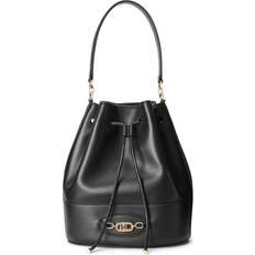 Lauren Ralph Lauren Bucket Bags Lauren Ralph Lauren Leather Andie Drawstring Bag Black Black