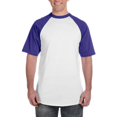 Augusta Men's Short Sleeve Baseball T-shirt - White/Purple