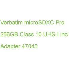 Verbatim Micro SDXC Card PRO U3 Class 10 A2 256GB w/adaptor 10st