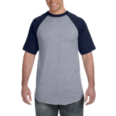 Augusta Men's Short Sleeve Baseball T-shirt - Athletic Heather/Navy