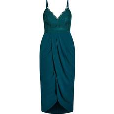 City Chic Lace Touch Dress Plus Size - Emerald