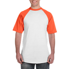 Augusta Men's Short Sleeve Baseball T-shirt - White/Orange