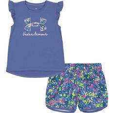 Under Armour Micro Meadow Logo Ruffled Short-Sleeve Bodysuit and Shorts Set for Babies Baja Blue Months