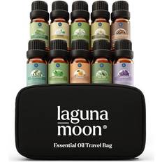 Massage- & Relaxation Products Lagunamoon Essential oils set 10pc organic aromatherapy oil in portable bag diffuser