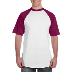 Augusta Men's Short Sleeve Baseball T-shirt - White/Maroon