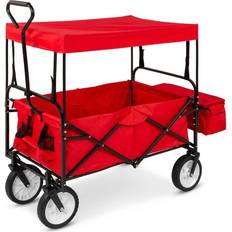 Folding wagon with canopy Best Choice Products Collapsible Folding Outdoor Utility Wagon with Canopy Garden Cart w/ Removable Canopy Red