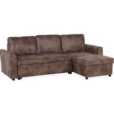 Beliani Left Hand Faux Leather Corner Bed with Storage Brown Nesna Sofa
