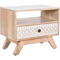 Dkd Home Decor Furniture Dkd Home Decor Nightstand White Natural Mango wood Bedside Table