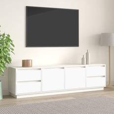 VidaXL Meubles TV vidaXL Blanc 176x37x47.5 cm Bois de Pin Massif Meuble TV