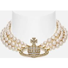 Three Row Pearl Bas Relief Choker