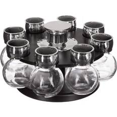 Noir Rangement Cuisine Northix 8 Pots À Épices avec présentoir rotatif - D 21 cm x H 12.4 cm Boîte de Cuisine