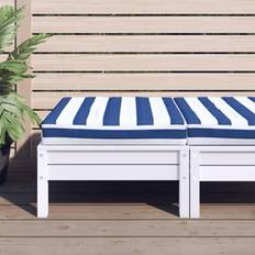 vidaXL Palette Rayure Bleue/Blanche 60x60x8 cm Tissu Coussin de chaise Blanc