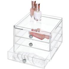 iDESIGN 37060EU Clarity 3 Stackable Drawers Narrow Clear Writing Desk