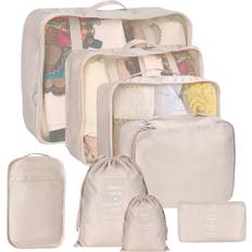 Beige Resetillbehör Kingdalux Travel Luggage Packing Organizers - 8 delar