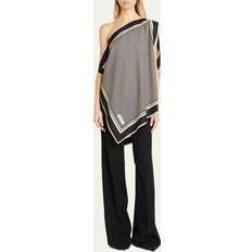 Balmain Dame Tilbehør Balmain Asymmetrisk Monogram Halstørklæde Top - Sort