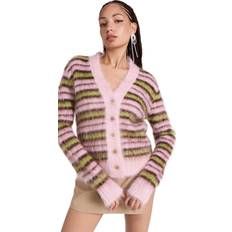 Marni Striped Mohair-Blend Cardigan - Pink