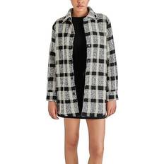 Wool Shirts Steve Madden n Women's Eldridge Plaid Shirt Jacket Black Black