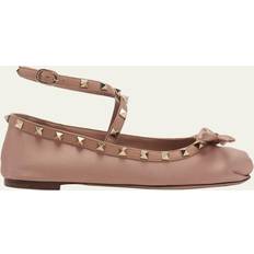 Valentino Garavani Rockstud Satin Ballet Flats - Neutrals