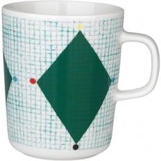 Marimekko Oiva Losagne Gobelet Avec Anse 250 ml - Blanc / Vert / Bleu Pétrole / Rouge - Multicolore Mug 25cl