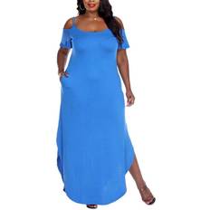 White Mark Lexi Maxi Dress Plus Size - Royal Blue