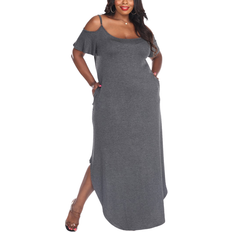 White Mark Lexi Maxi Dress Plus Size - Grey