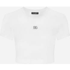 Dolce & Gabbana Short Jersey T-Shirt with DG Logo optical_white