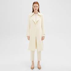 Theory Womens Rice Tie Belt Regular-fit Crepe Coat - Cream