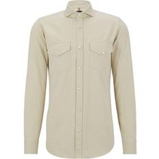 HUGO BOSS Shirts on sale HUGO BOSS Relaxed-fit shirt in Italian-made cotton twill beige